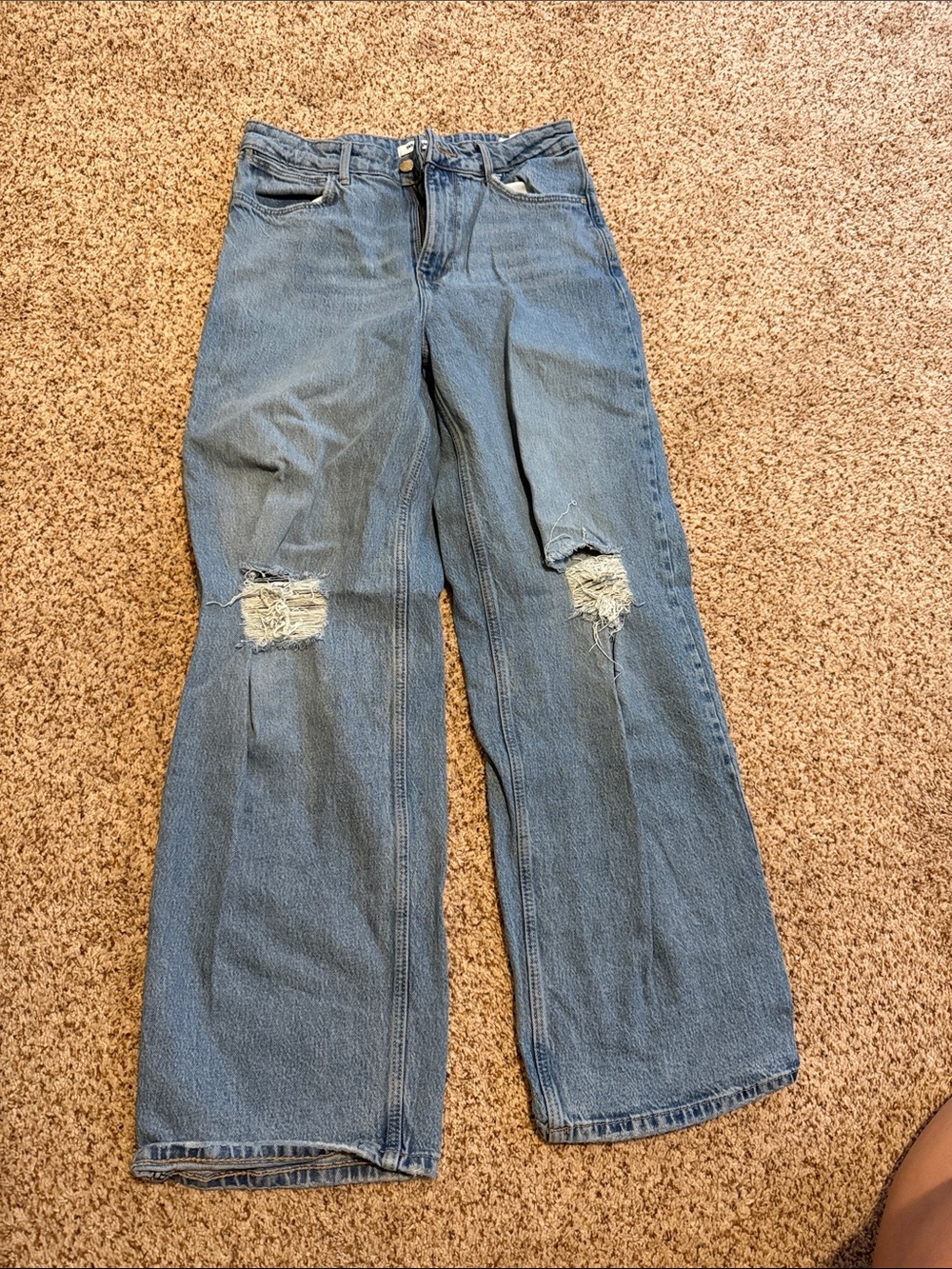 Wrangler Light Blue Wide-Leg Distressed Jeans
